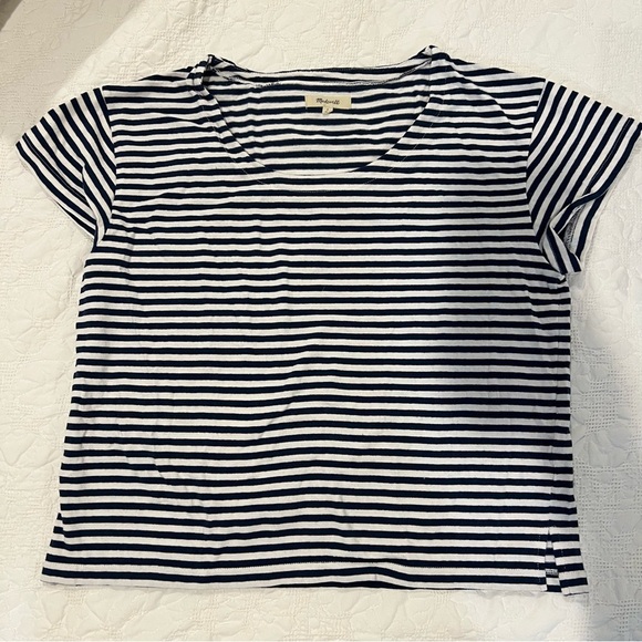 Madewell Navy and White Striped Short Sleeve Tee - Picture 1 of 3
